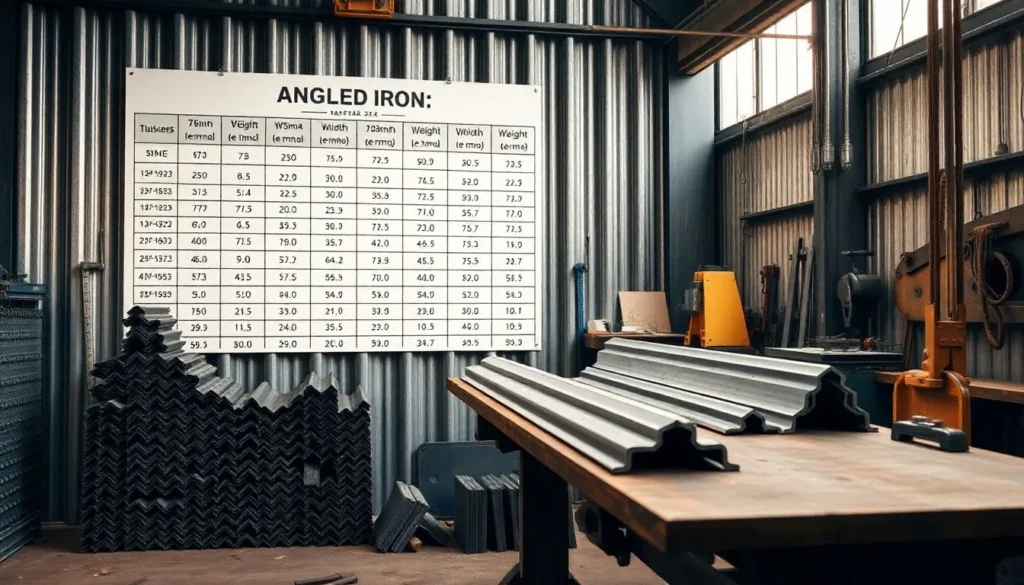 Angle Iron Size and Weight Chart:
